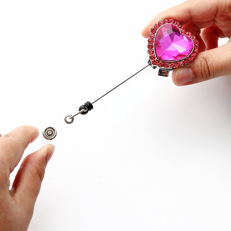 Llavero de aleación telescópica de diamante en forma de corazón al por mayor